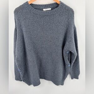 Mersea women’s Bari side button wool blend sweater blue/gray O/S oversized boxy